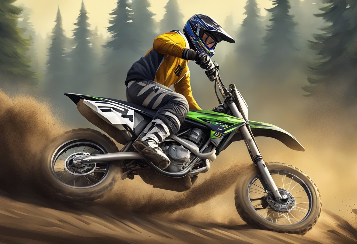 man riding dirt bike in forest